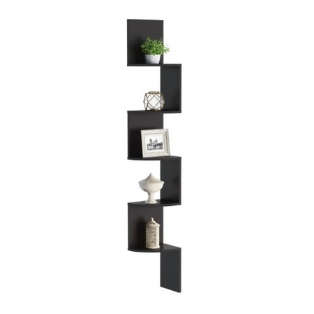 Hastings Home Floating Corner Shelf 25tier Wall Shelves, Hidden Brackets to Display Decor, Hardware Included (Black) 764102ENF